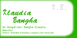 klaudia bangha business card